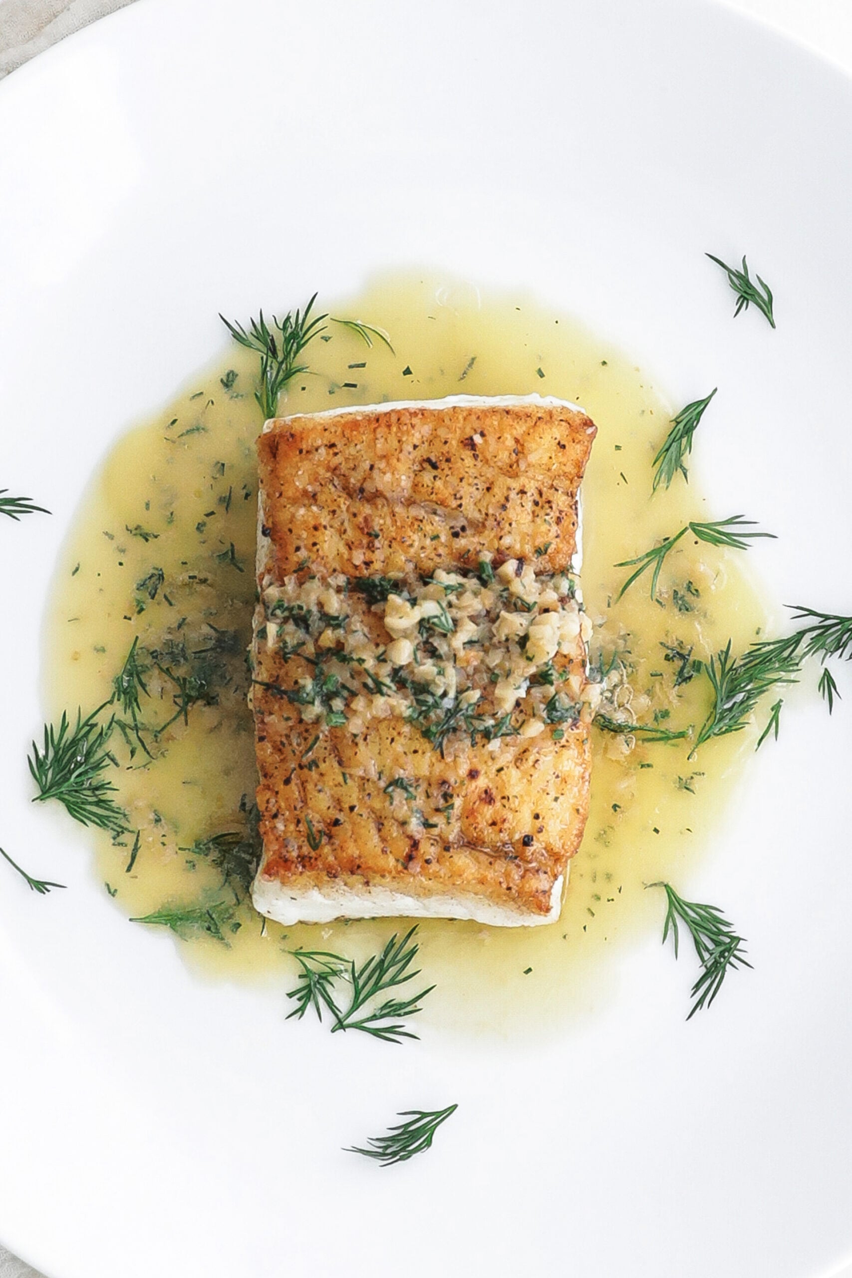 pan seared fresh halibut with a lemon butter dill sauce