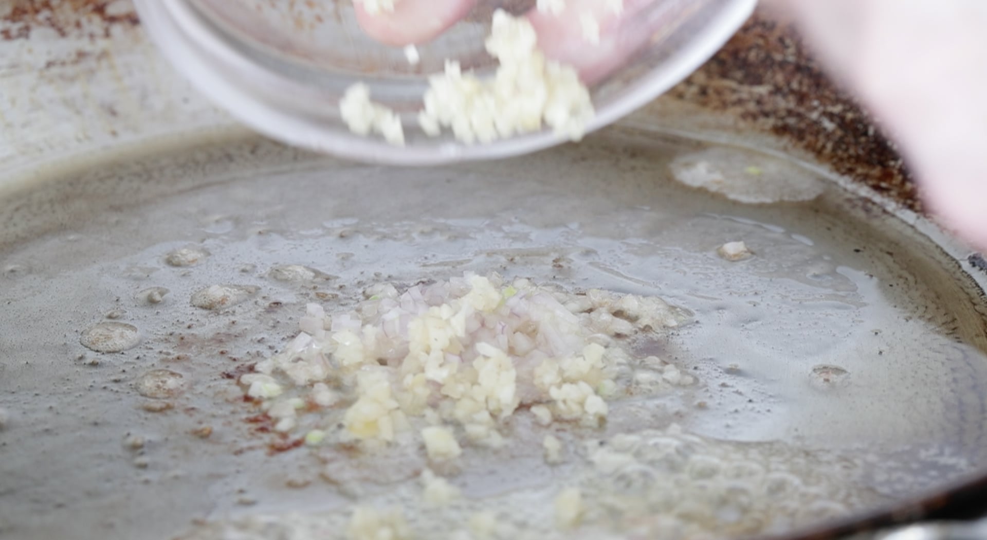 cooking shallots and garlic