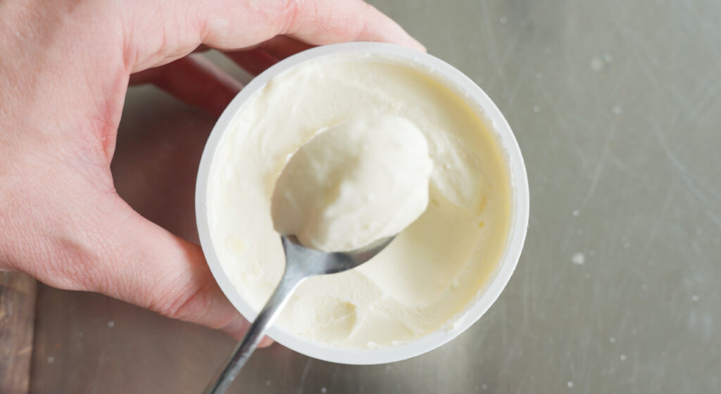 A spoonful of creme fraiche