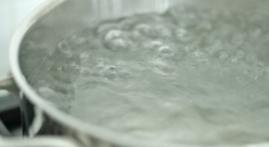 a pot of boiling water