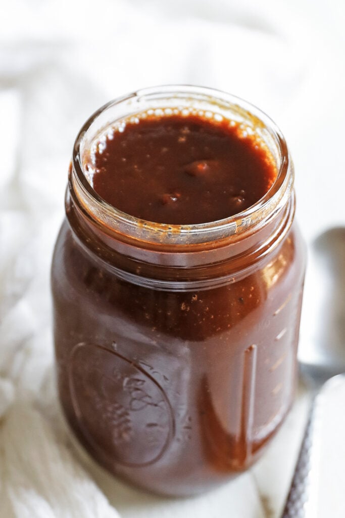 jar of homemade sweet BBQ sauce