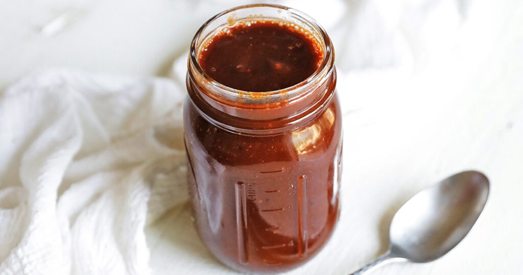 jar of homemade sweet BBQ sauce