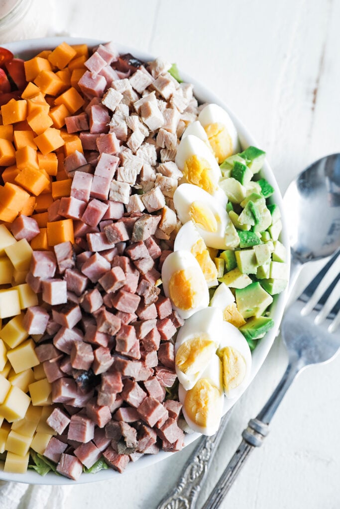 bowl of chef salad ingredients