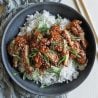 bowl of chicken teriyaki with rice