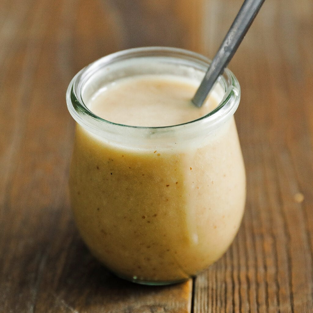 jar of homemade cobb salad dressing
