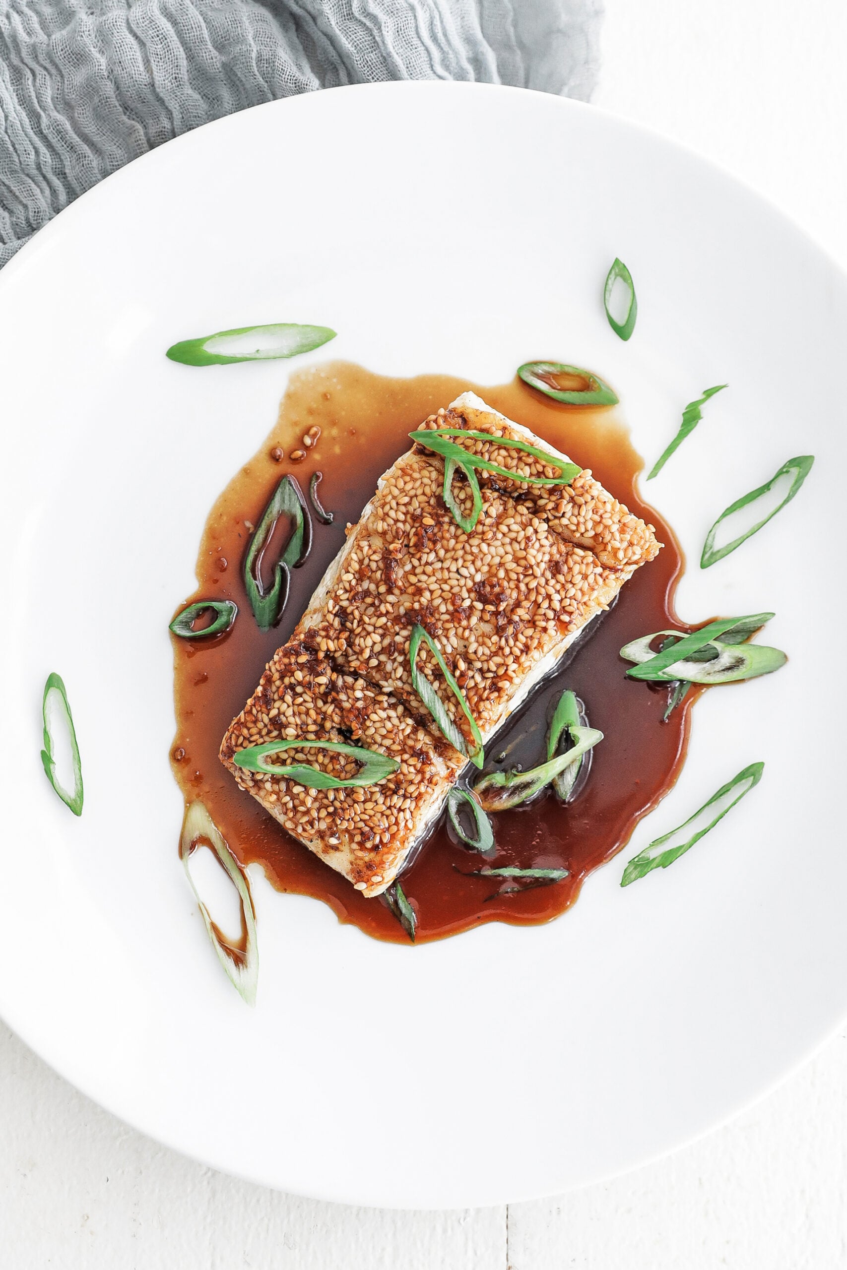 pan-seared sesame crusted halibut with glaze