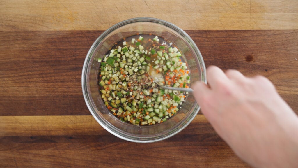 Ingredients in a glass bowl