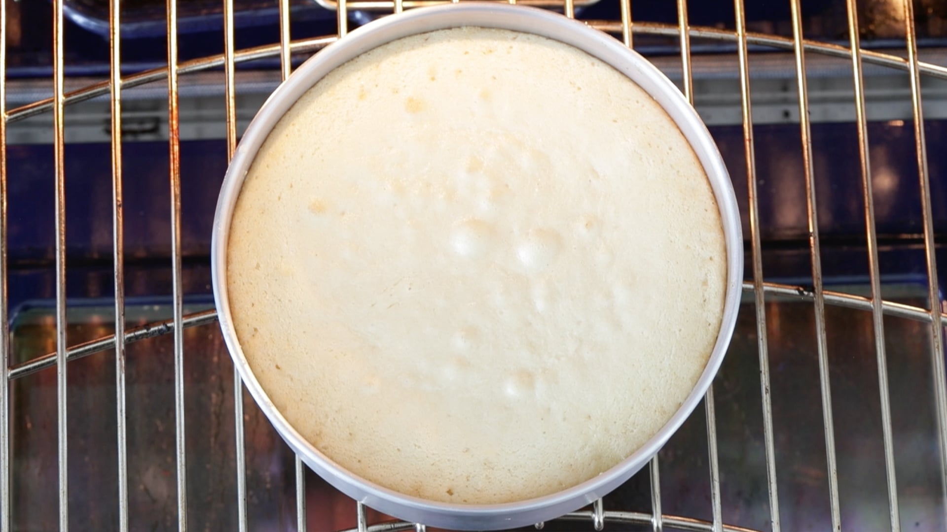 baking a cake in the oven