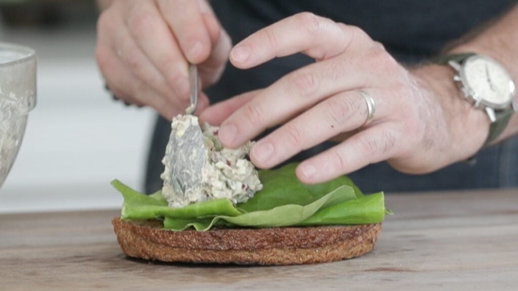 tuna salad on toast and lettuce