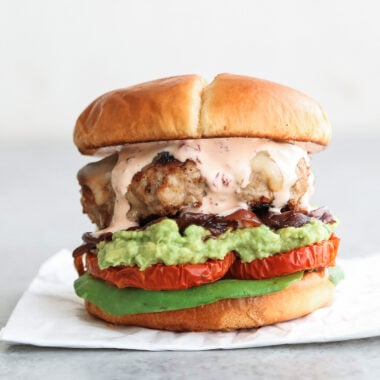 turkey burger with avocado and tomato