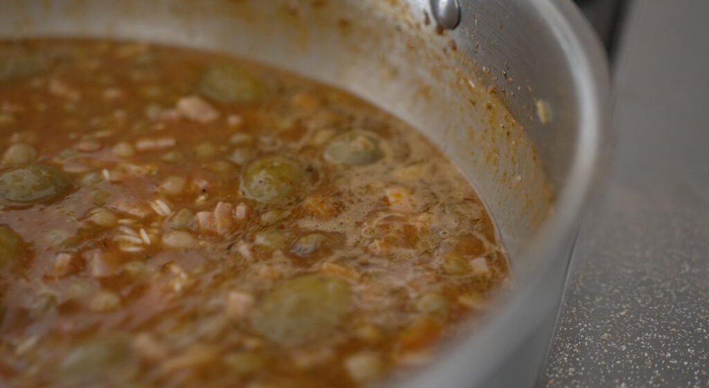 close up of mixture of ingredients in a pot