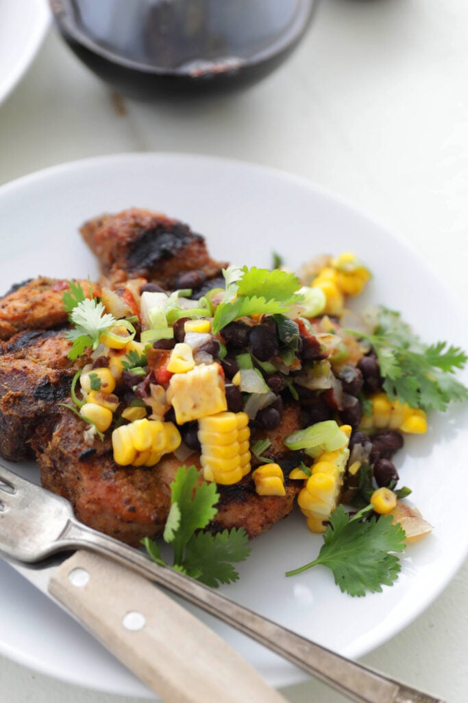 Black Bean and Corn Salsa serve on top of meat