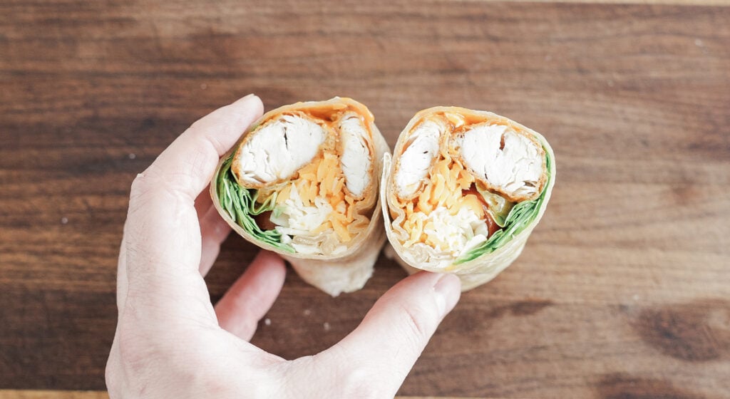 Finished buffalo chicken wrap
