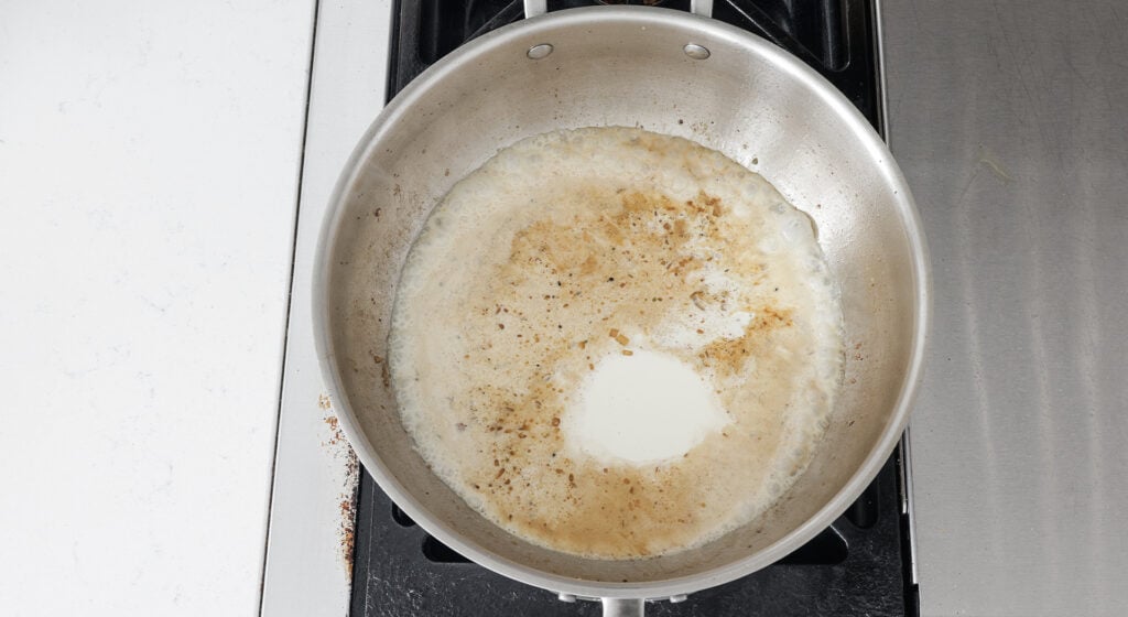 Heavy cream added to the pot