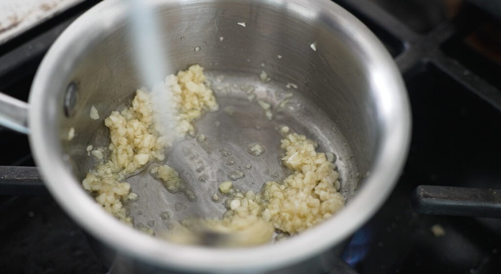 garlic in saucepan