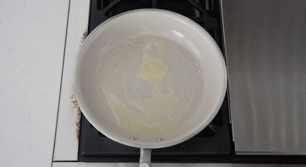 Melted butter in a pan