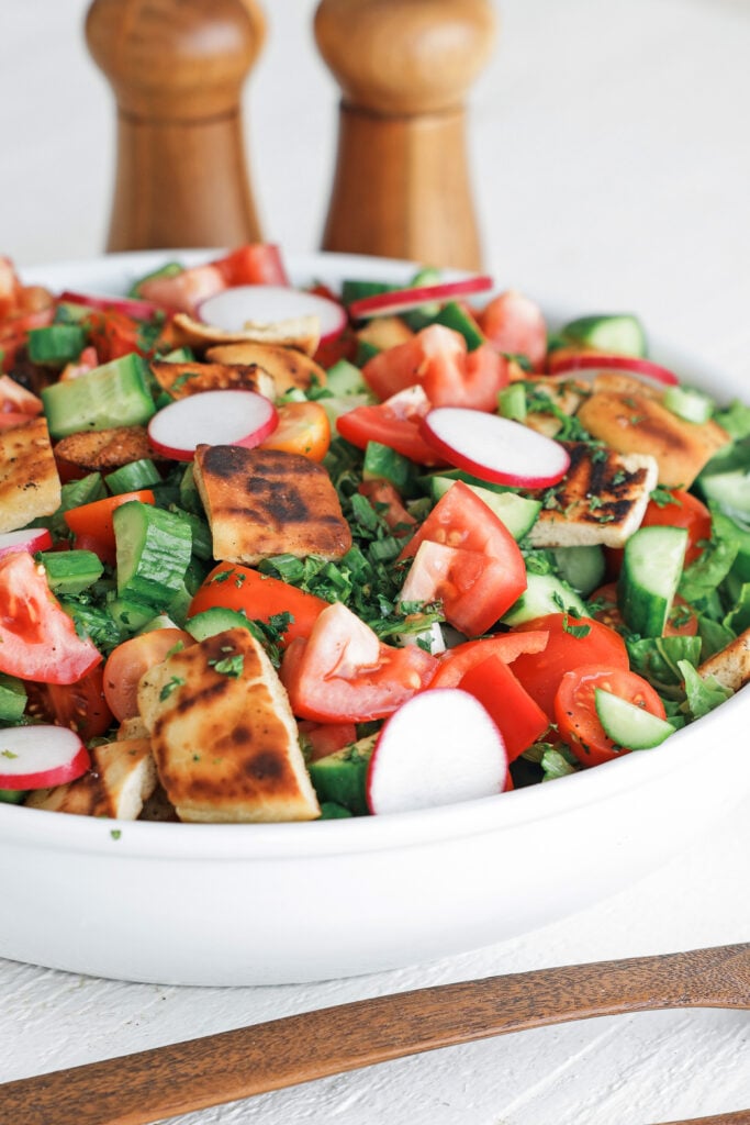 Fattoush Salad in a white bowl