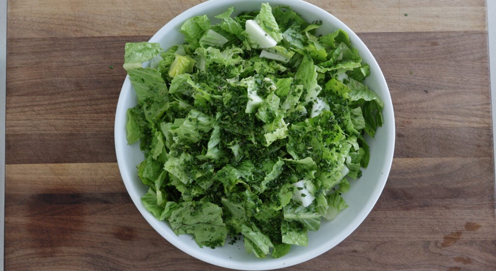 close up of greens in a bowl