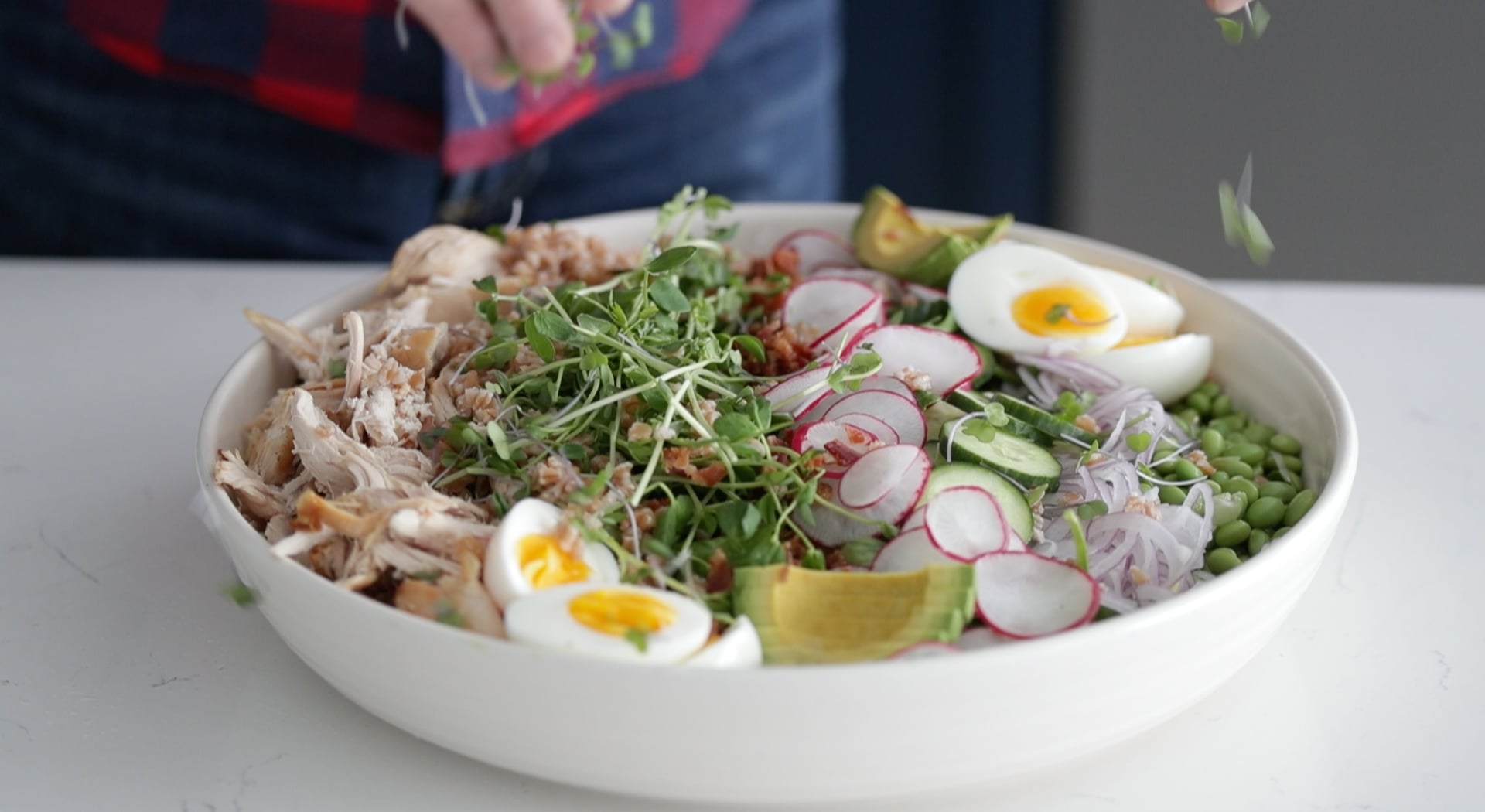 hard-boiled eggs on a salad