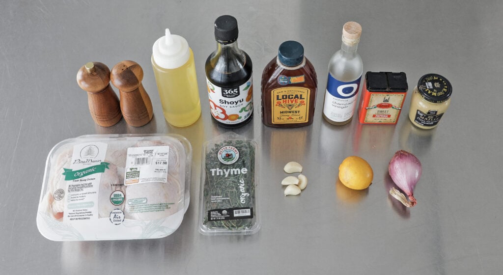 Ingredients for making grilled chicken thighs