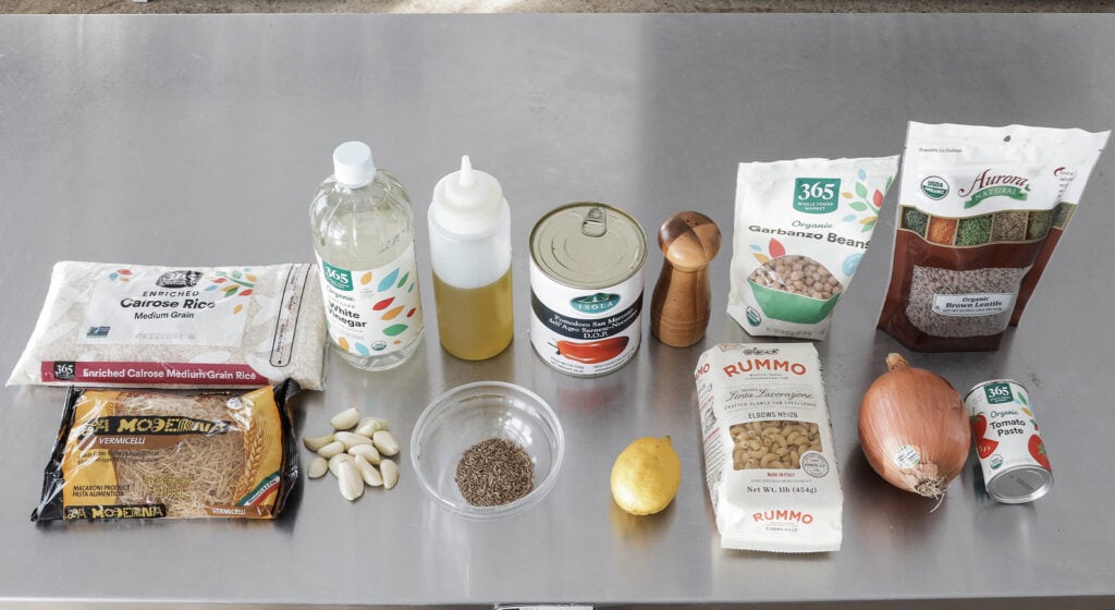 Koshari ingredients