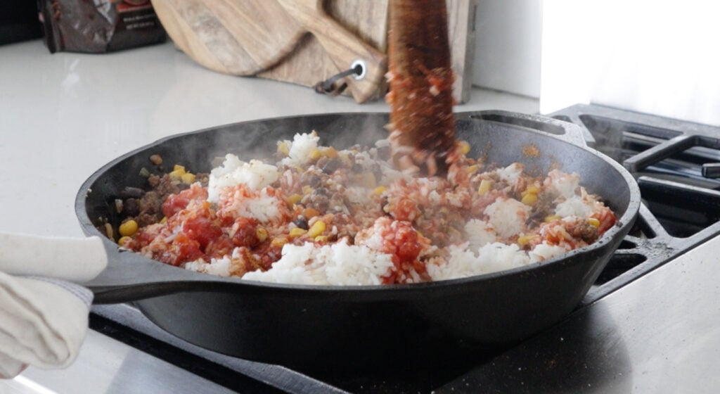 stirring all of the ingredients together