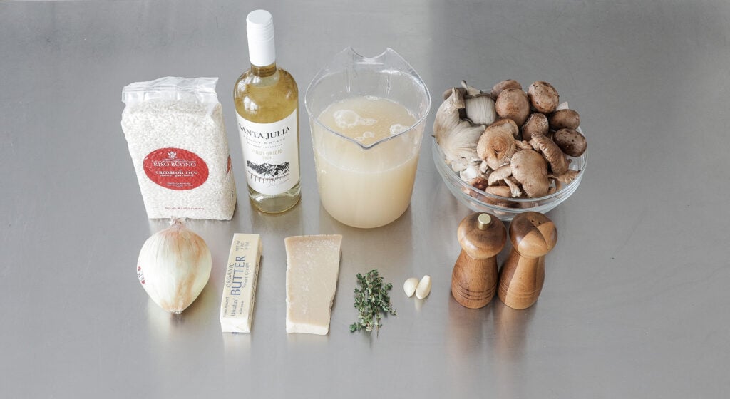 Mushroom risotto ingredients