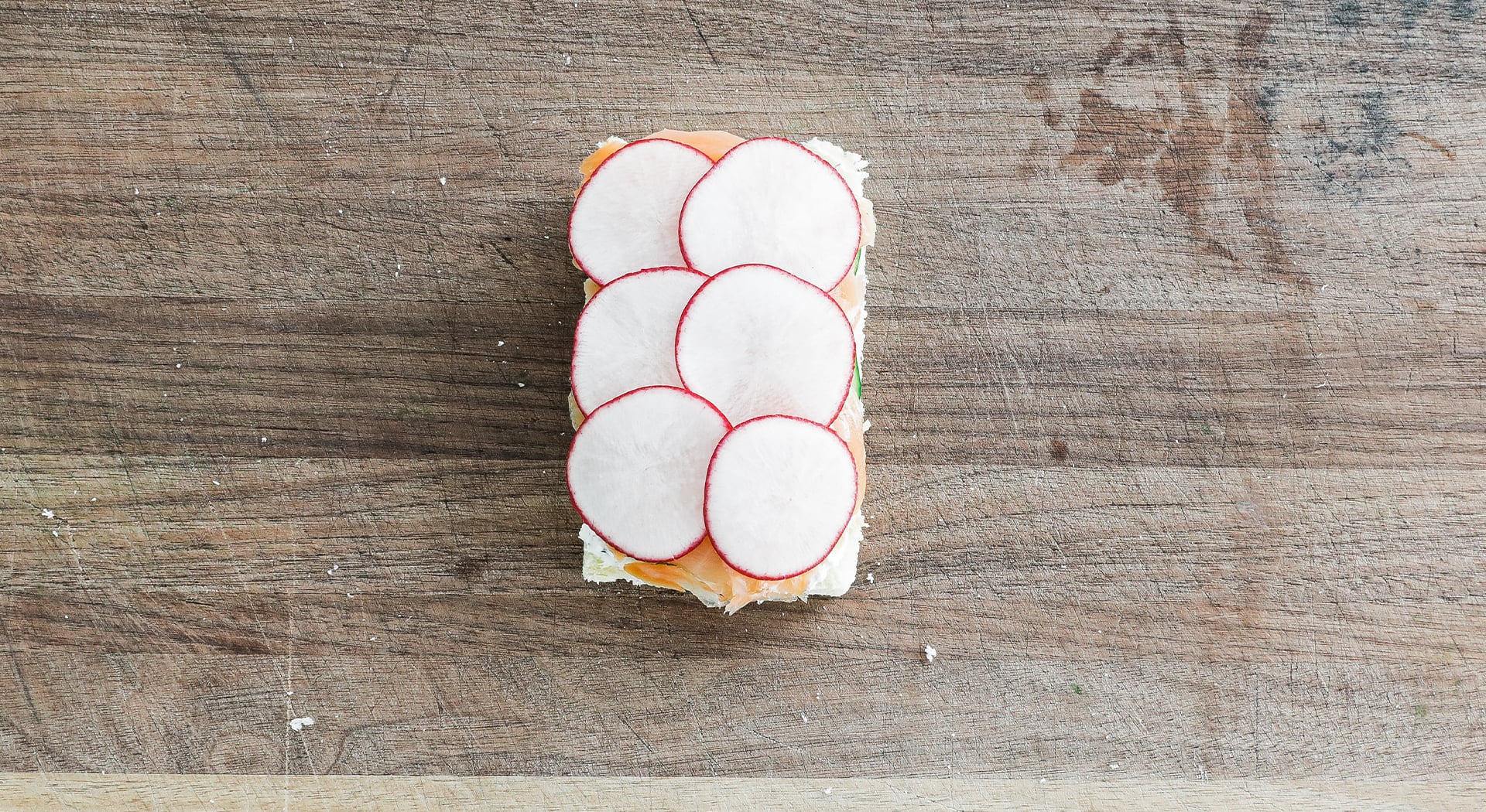 radishes on cucumbers