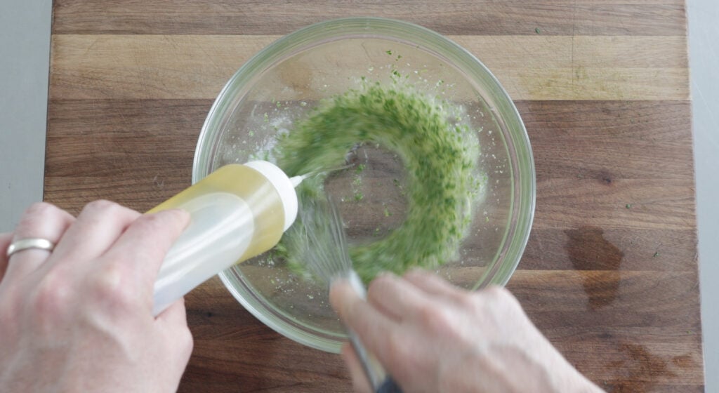 Mixing the marinade for the shrimp