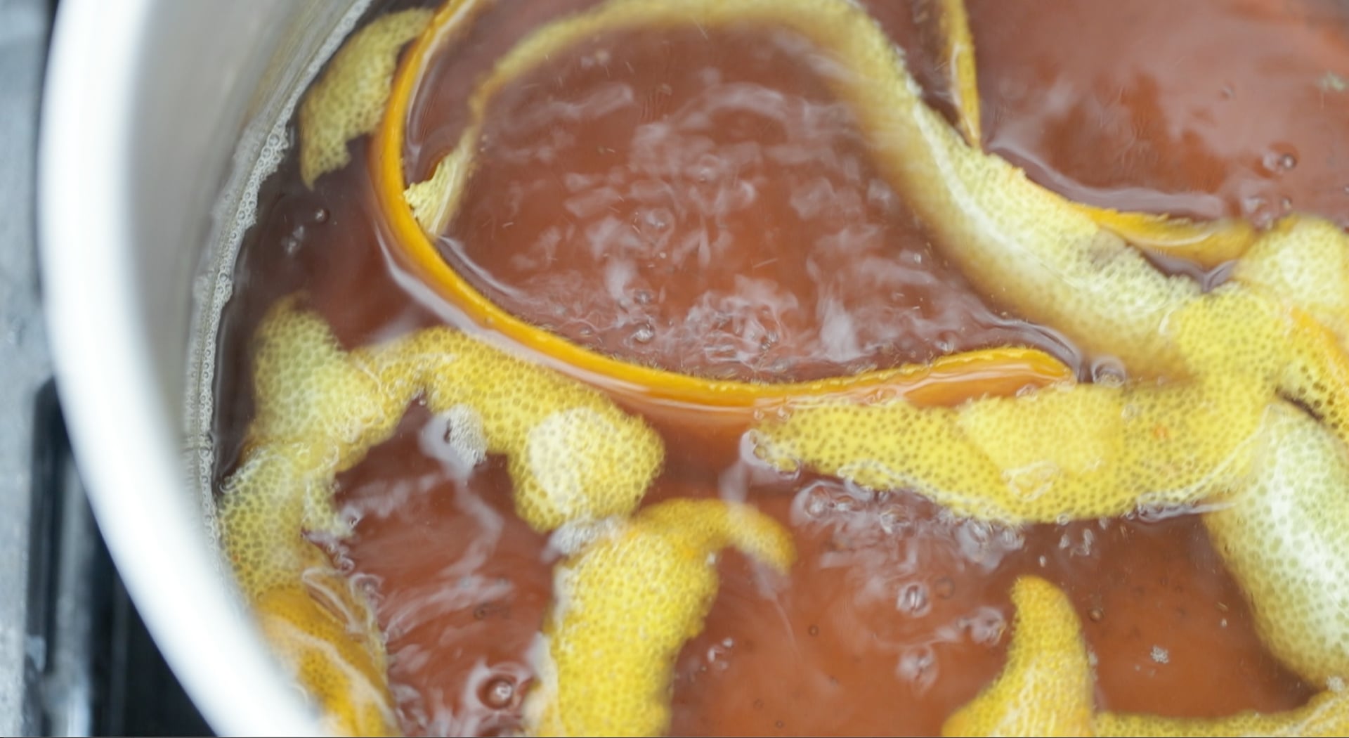bringing a brine to a boil in a pot