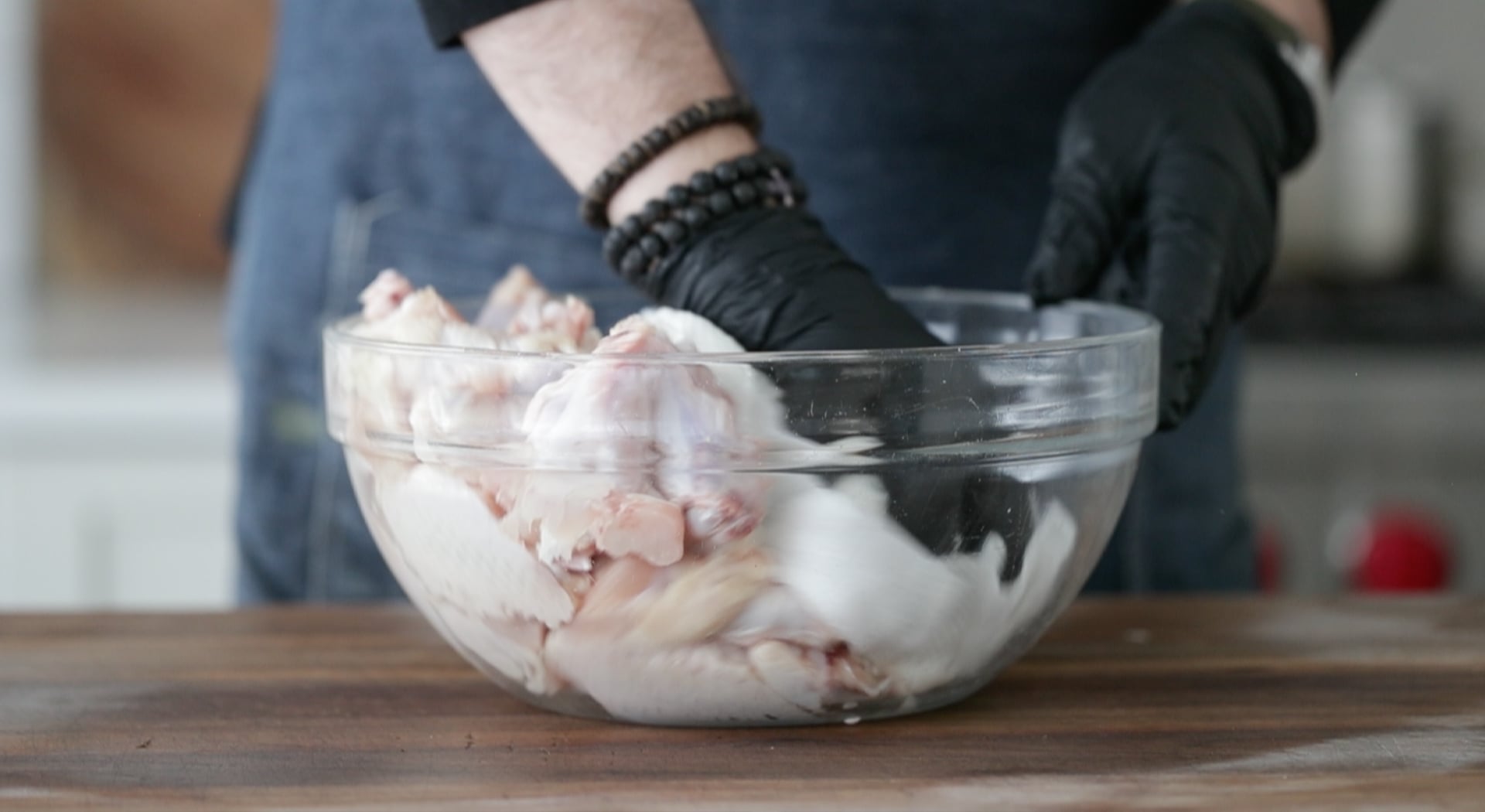 patting dry chicken wings