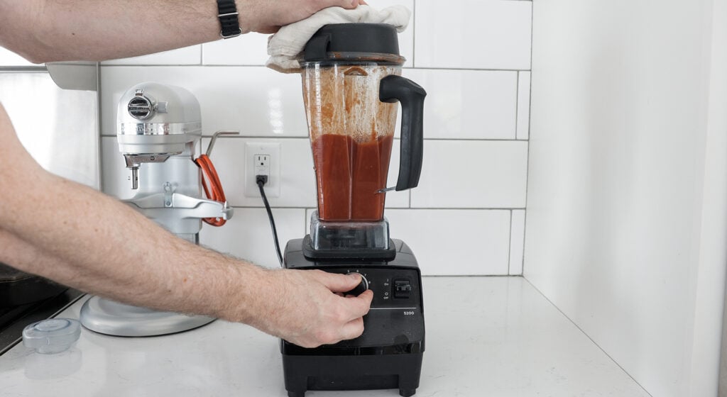 Tomato soup in a blender