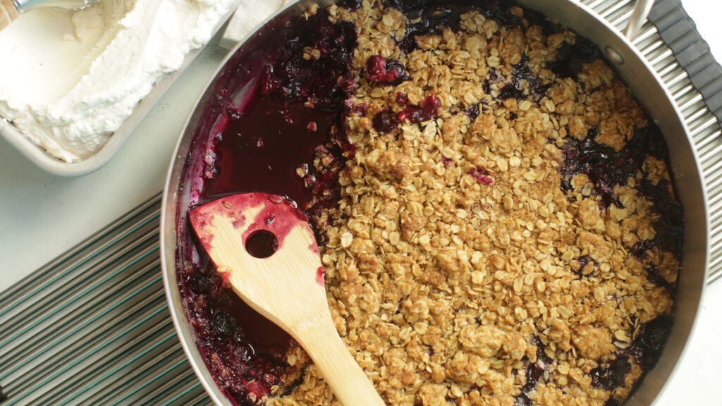 a scoop of berry crisp