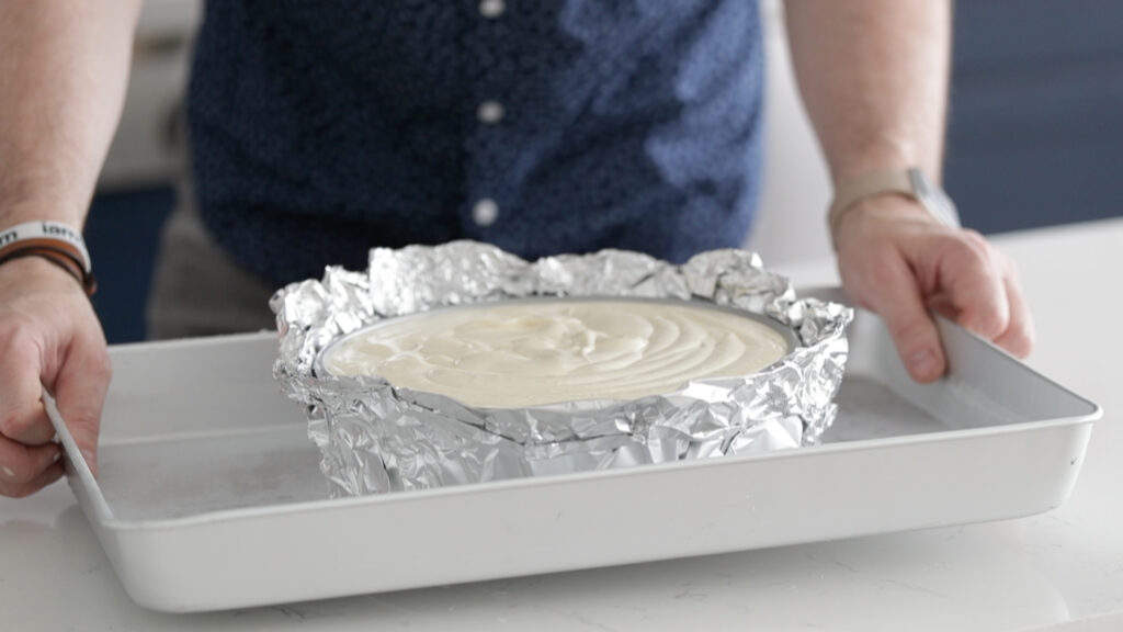 baking the cheesecake