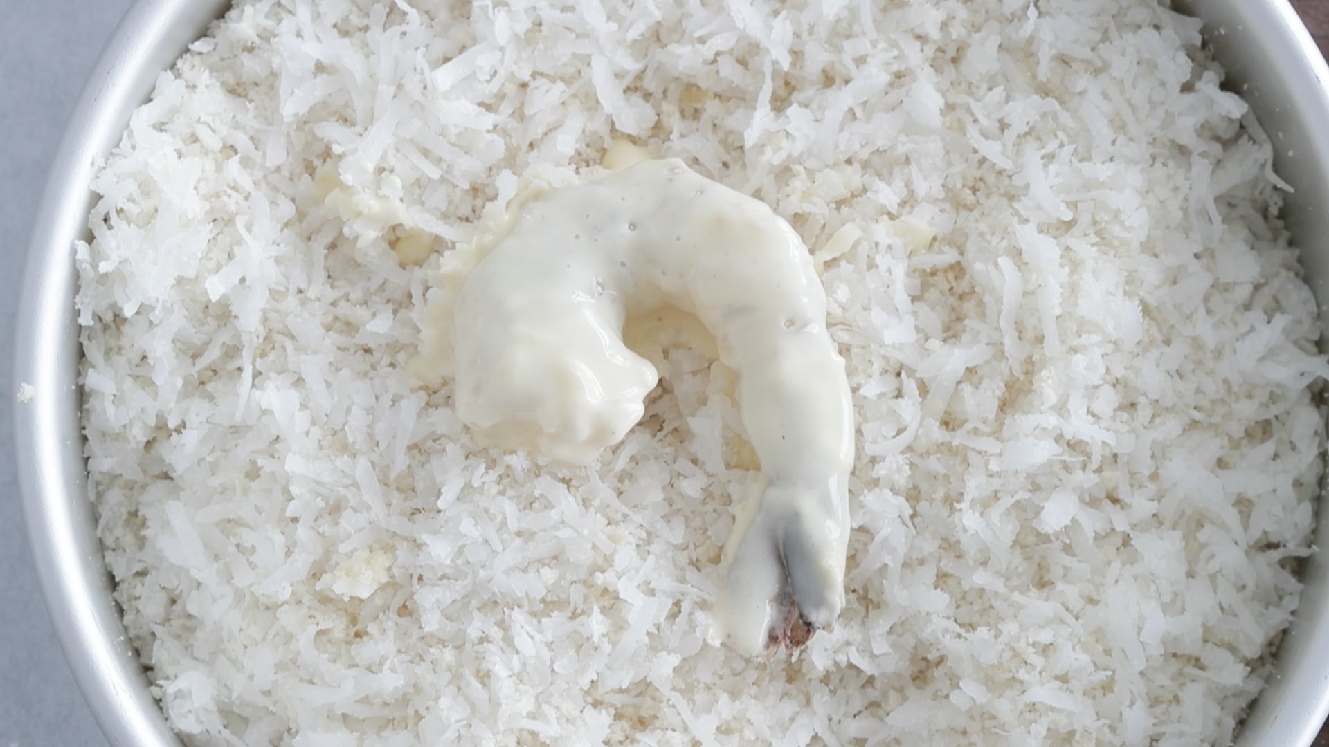 coating coconut shrimp in breading