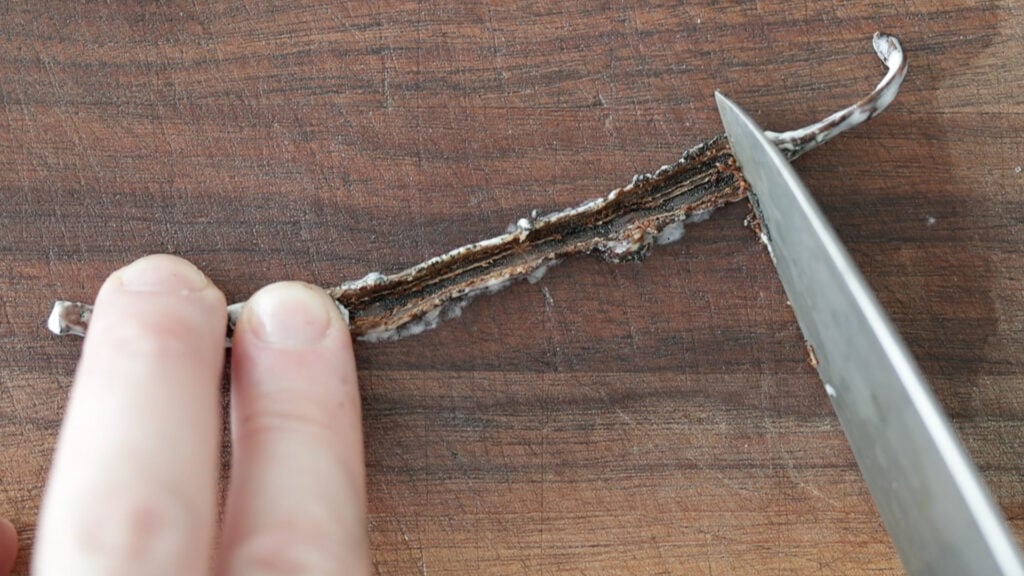 Scrape the vanilla beans
