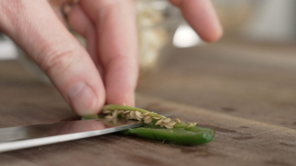 removing seeds from a pepper
