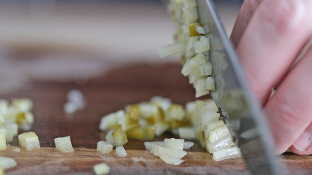 small dicing homemade dill pickles