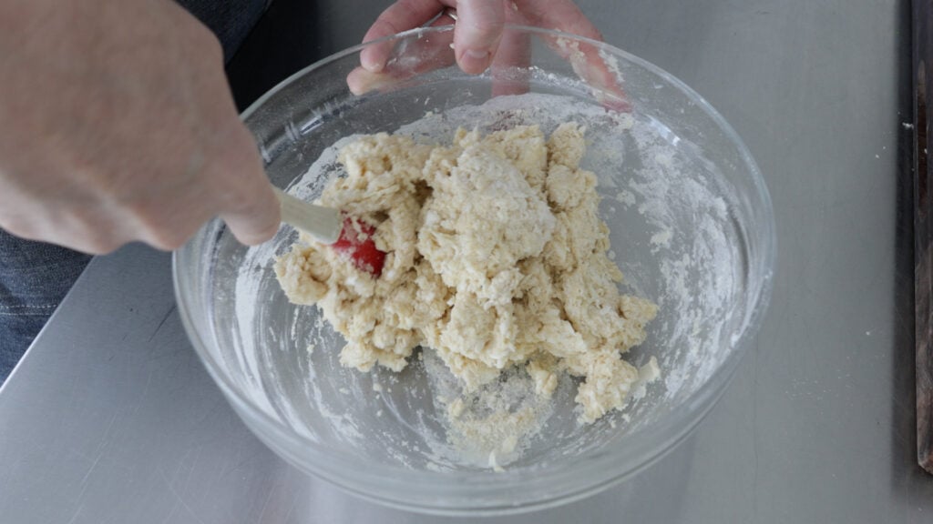 Folding the biscuit dough together