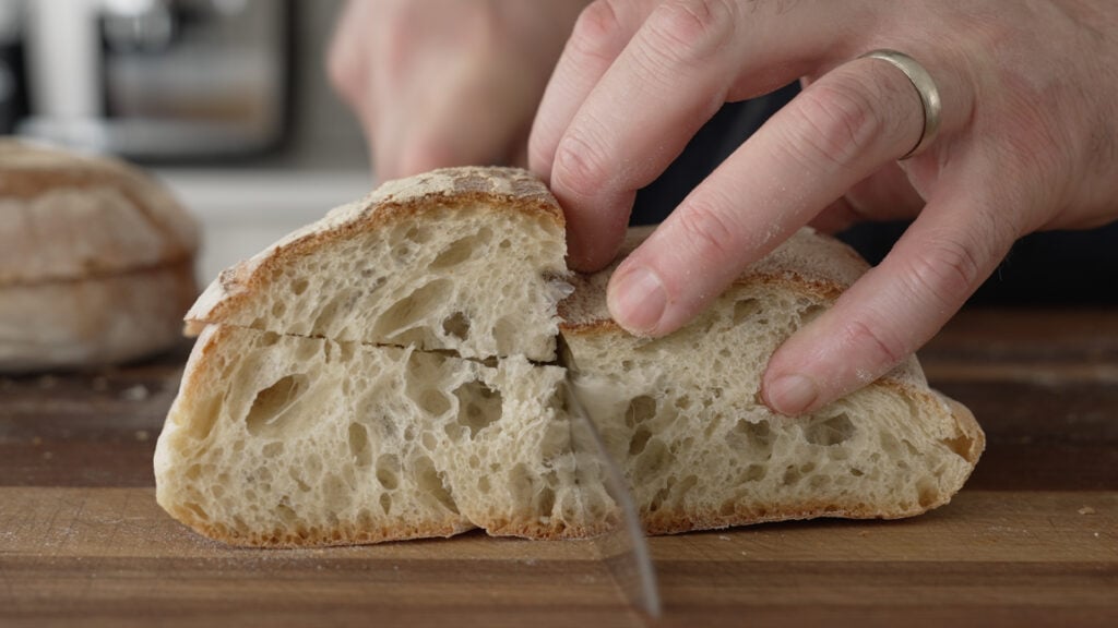 Slicing a loaf of bread