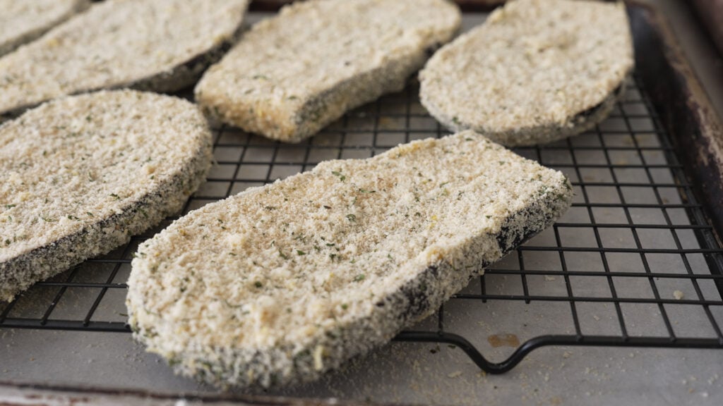Breading each slice