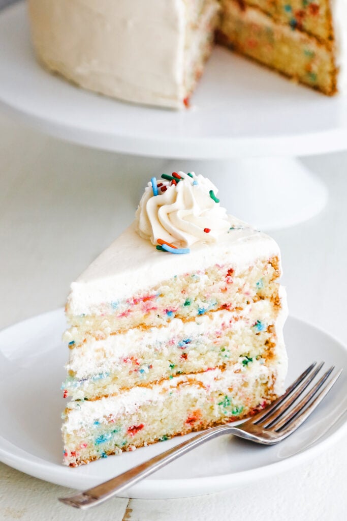 sliced funfetti cake