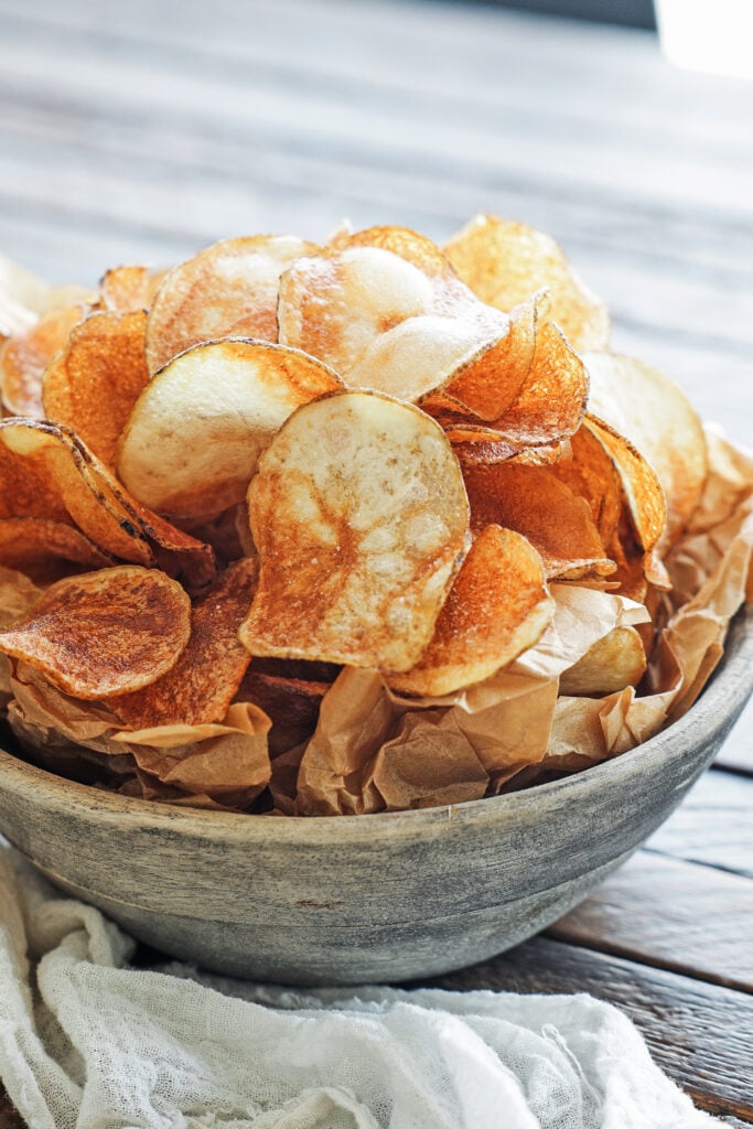 Homemade Potato chips in a bowl