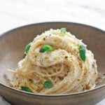 Lemon ricotta pasta in a serving bowl