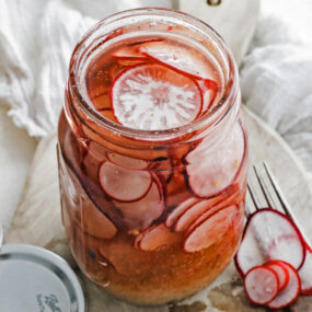 jar of pickled radishes
