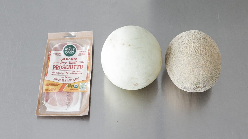 Prosciutto and melon ingredients