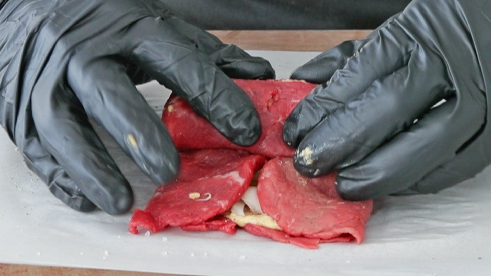 rolling up beef rouladen