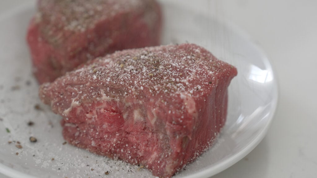 Beef seasoned with salt and pepper