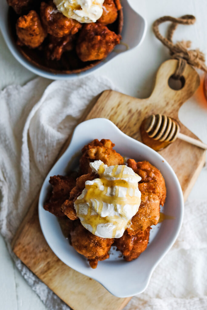 apple fritters with ice cream