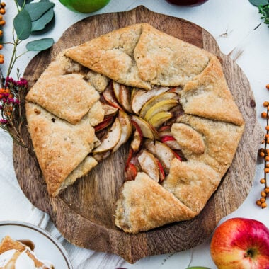 apple galette with caramel and ice cream